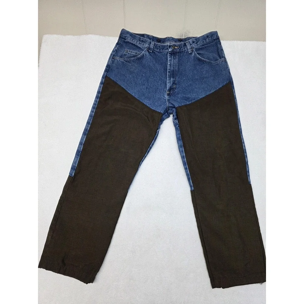 Wrangler Pro Gear Jeans Mens 36x30 Blue Brown‎ Denim Nylon Brush Hunting Work